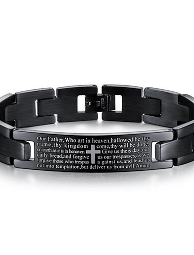  Men's Chain Bracelet Classic Cross Stylish Titanium Steel Bracelet Jewelry Black For Gift Festival