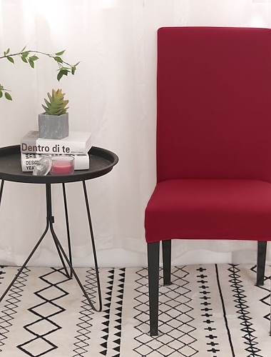  Funda para silla de comedor elástica color burdeos, funda para asiento de silla, protector elástico para comedor, fiesta, hotel, boda, suave y lavable