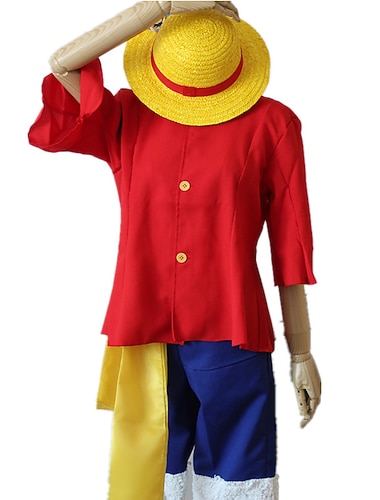  Monkey D. Luffy Anime Costume Cosplay Abiti Abiti Cosplay Halloween Carnevale Mascherata Top Pantaloni Cintura Per Per uomo Adulti