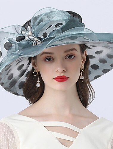  Hoeden Hoofddeksels Tulle Organza Bucket Hoed Stro Hoed Zonnehoed Bruiloft Buiten Melbourne Cup Mode Vintage Stijl Met Strik Bloem Hoofddeksel Hoofddeksels dress to impress Hoeden Race Day Dress