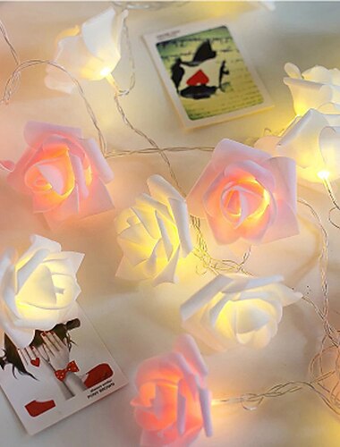  Garland Artificial Flower Rose Fairy Lights Bouquet String Lights for Wedding Valentine's Day Decoration 1M 10LEDs