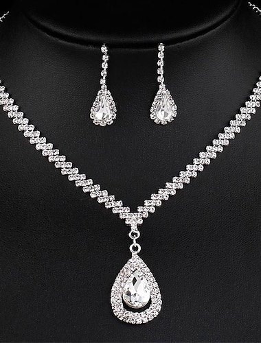  1 set Jewelry Set Bridal Jewelry Sets For Women's Wedding Anniversary Party Evening Rhinestone Alloy Tennis Chain Drop / Gift