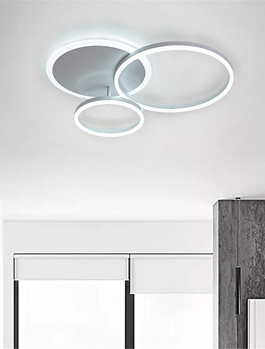  3-flammige 50 cm Deckenleuchten LED-Cluster-Design Kreis-Design Einbauleuchten Metall lackierte Oberflächen moderne nordische Büro-Esszimmerleuchten 110-240 V nur mit Fernbedienung dimmbar
