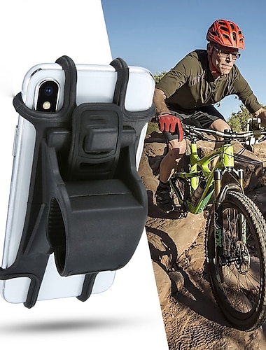  siliconen fiets telefoonhouder ondersteuning voor 4 - 6 inch smartphone houders motorfiets fietsstuur clip stand gps montagebeugel 4.7