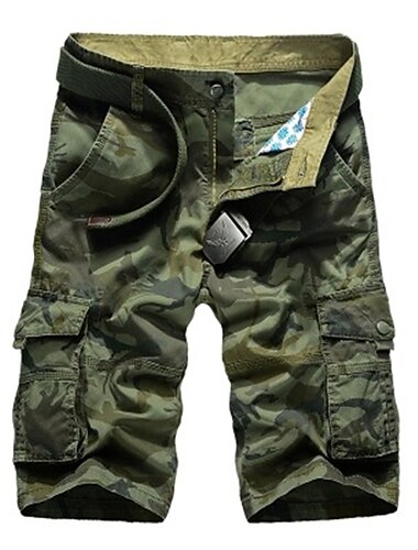  Herre Taktiske shorts Cargoshorts Camo Shorts Sommershorts Helfarge Kamuflasje Pustende Multi-Pocket Sport & Utendørs Militær Jungel kamuflasje Svart