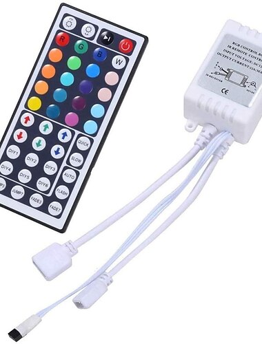  Tira de luces led rgb diy de 4 puertos, receptor de control remoto inalámbrico ir, atenuador de 44 teclas dc12-24v 6a para cuentas smd 2835 5050 3528