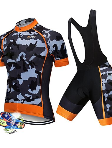  Herr Cykeltröja med Haklapp-shorts Kortärmad Bergscykling Vägcykling Svart Vit Röd Lappverk Kamouflage Cykel Träningsdräkter UV-resistent 3D Tablett Andningsfunktion Snabb tork Bakficka Polyester