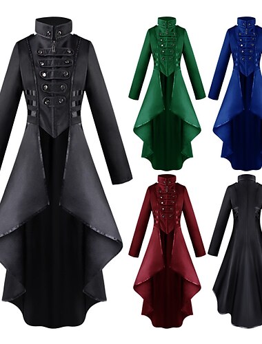  Punk & Gothic Middeleeuws Steampunk Jas Trenchcoat Overkleding Ren Faire Heks Pest dokter Wijd uitlopend Dames Stoompunk Walpurgisnacht Halloween Carnaval Maskerade Feest Halloween Festival