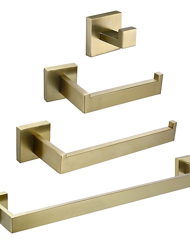  Juego de accesorios de baño / Barra para Toalla / Soporte para Papel Higiénico Nuevo diseño / Creativo Moderno Acero inoxidable / Acero Bajo en Carbono / Metal 4 piezas - Baño Barra de 1 toalla
