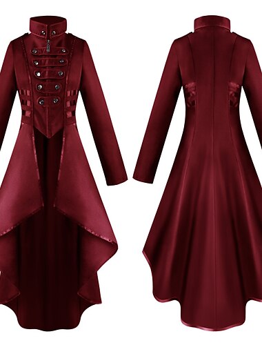  Punk & Gothic Mittelalterlich Steampunk Mantel Trenchcoat Oberbekleidung Ren Faire Hexe Pestdoktor Tailliert und ausgestellt Damen Steampunk Walpurgisnacht Halloween Karneval Maskerade Party