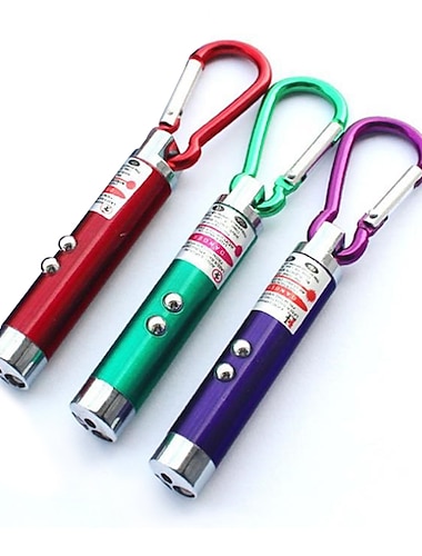  Puntero láser con hebilla para escalada al aire libre, 3 linternas LED y linterna de luz ultravioleta negra con llavero para acampar (color aleatorio)