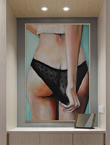  Peinture à l'huile Hang-peint Peint à la main Verticale Personnage Chair Moderne Toile roulée (sans cadre)
