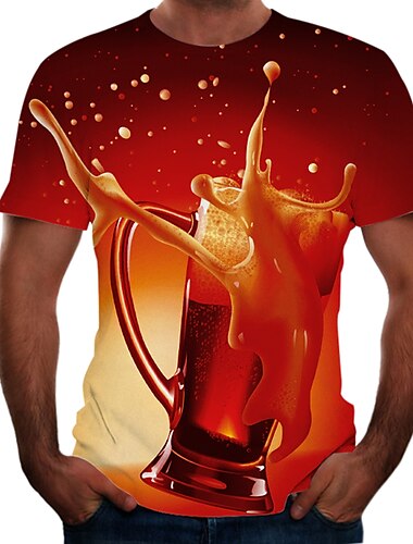  Per uomo Pop art Birra Camicia maglietta Manica corta maglietta Stampa 3D Rotonda Camicia Streetwear Essenziale Giornaliero Serata Giallo Rosso Viola Estate Abbigliamento Plus Size S M L XL 2XL 3XL