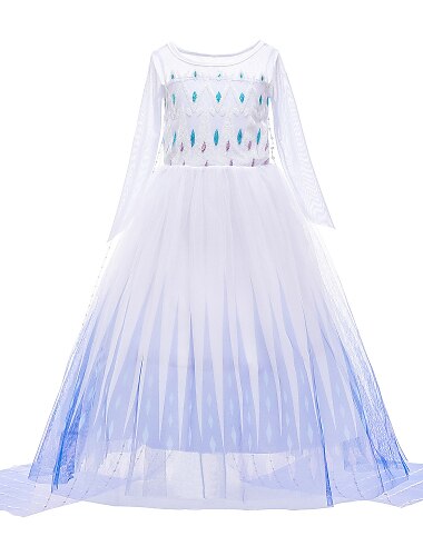  La Reine des Neiges Gelé Princesse Robe Robe de demoiselle d'honneur Fille Cosplay de Film robe de vacances Halloween Noël Blanche Noël Halloween Mariage robe demoiselle d honneur Robe