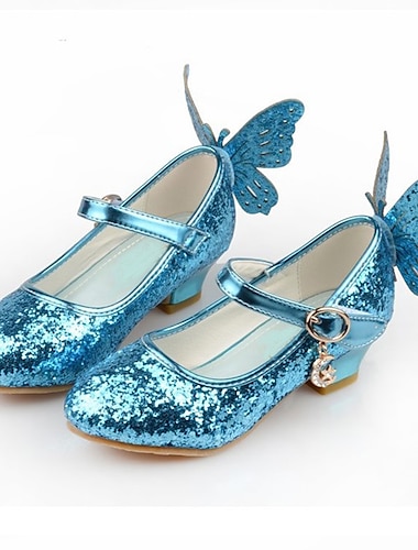  לִכלוּכִית נסיכות אלזה נעליים בנות תחפושות משחק של דמויות מסרטים פאייטים לבן ורוד כחול האלווין (ליל כל הקדושים) יום הילד נעליים
