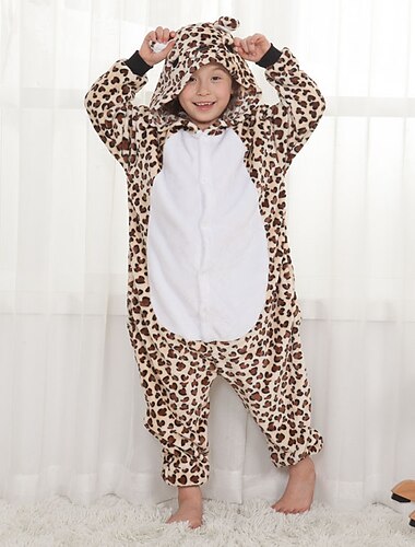  Kinder Leopard Onesie-Kostüm Bär Pyjamas-Einteiler Kigurumi-Pyjamas Für Jungen und Mädchen Karneval Karikatur