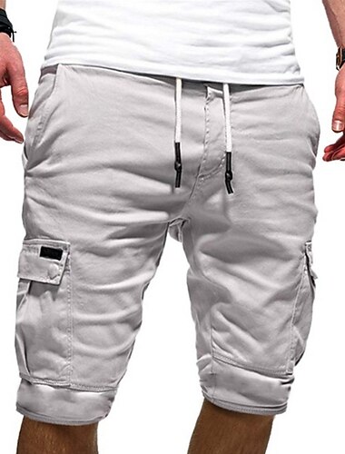  Voor heren Cargoshorts Trekkoord Sportief Meerdere zakken Effen Knielengte Streetwear Punk & Gothic Zwart Wit Micro-elastisch