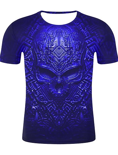  Herren Graphic Totenkopf Motiv 3D Hemd T Shirt Kurzarm T-Shirt Rundhalsausschnitt Hemd Strassenmode Übertrieben Täglich Festtage Schwarz Hellgrün Rote Bekleidung Übergröße S M L XL XXL XXXL 4XL