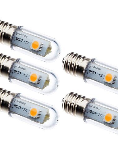  5stk 0.5 W LED-kornpærer 15 lm E14 T 3 LED perler SMD 5050 Dekorativ Varm hvit Hvit 90-240 V / CE