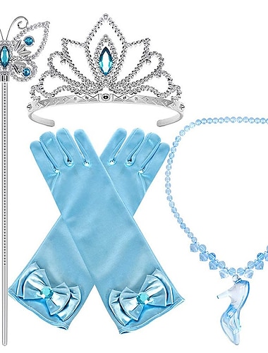  נסיכות לִכלוּכִית אביזרי תכשיטים קוספליי של הנסיכה בנות תחפושות משחק של דמויות מסרטים כחול האלווין (ליל כל הקדושים) יום הילד נשף מסכות כפפות כתר שרשראות