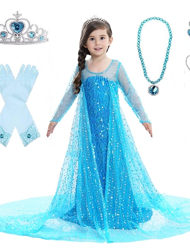  Frozen נסיכות אלזה שמלות שמלת ילדה פרח בנות תחפושות משחק של דמויות מסרטים A- קו תחתוניות שמלת תבנית לבן ורוד כחול יום הילד נשף מסכות חתונה אורחת חתונה שמלה