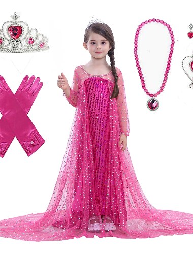 Frost Prinsessa Elsa Klänningar Blommaflickaklänning A-linjeformad Underkjol / klänning Mönster klänning Film-cosplay for Flickor Barnens Dag Maskerad Bröllop Bröllopsgäst