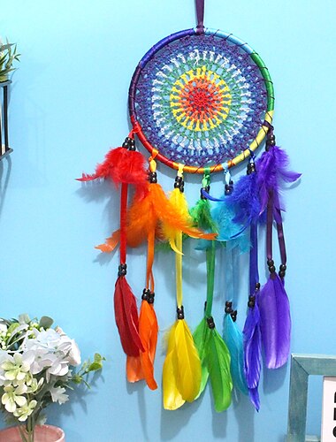  Boho Traumfänger handgemachtes Geschenk Wandbehang Dekor Kunst Ornament Handwerk Feder für Kinder Schlafzimmer Hochzeitsfest 55*16cm