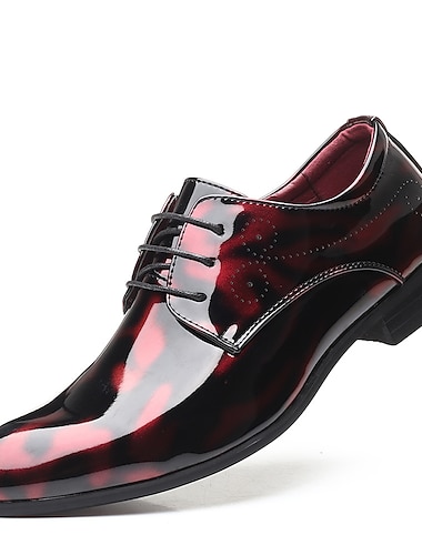  Homme Oxfords Chaussures derby Chaussures habillées Entreprise Classique Britanique Noël Bureau et carrière Soirée & Evénement Cuir Verni Respirable Preuve de l'usure Lacet Noir Rouge Bordeaux Bleu