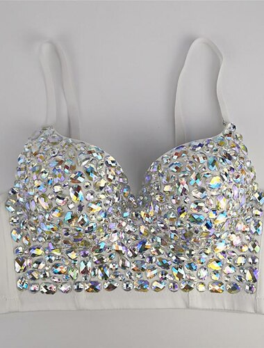  Ropa de baile exotico Chalecos Cristales / diamantes de imitación Mujer Rendimiento Fiesta temática Sin Mangas Poliéster