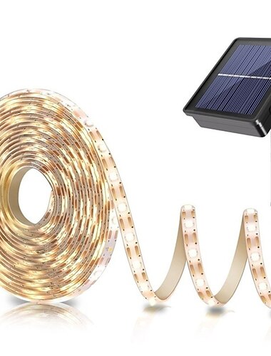  רצועת led שמש חיצונית אור מחרוזת גינה 5 מ' 16.4 רגל עמיד למים לבן חם rgb 2835smd מרפסת חג המולד מרפסת מדרגות פרגולה עיצוב 8 מ"מ 150 לדים