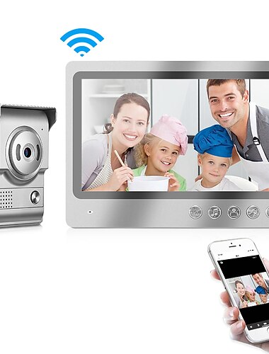  9 tuuman sisäilmanäyttö wifi-video-ovipuhelin sisäpuhelinjärjestelmä ovikellokamera-sisäpuhelinvideo-ovikello-tuki app ios ja android-älypuhelimen hallinta