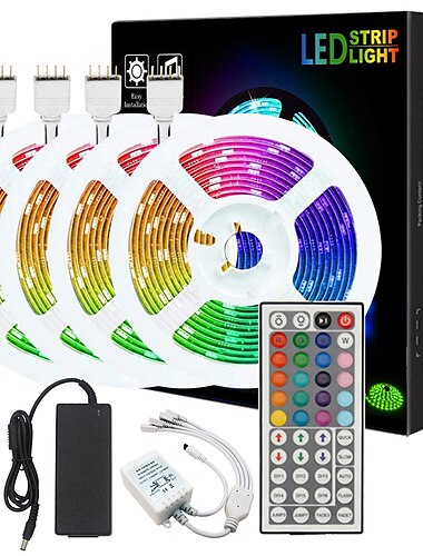 ZDM® 4x5m Verlichtingssets RGB-verlichtingsstrips 600 LEDs SMD5050 10mm 1 44-toetsen afstandsbediening 1Stel de bevestigingsbeugel in 1 set RGB Kerstmis Nieuwjaar Knipbaar Feest Zelfklevend 12 V