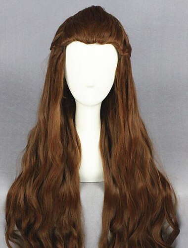  Cosplay-Perücke Tauriel Hobbits, glatte Cosplay-Perücke, asymmetrisch, sehr lang, braunes Kunsthaar, 81 cm, Anime-Design, modisches Damen-Cosplay, braune Halloween-Perücken