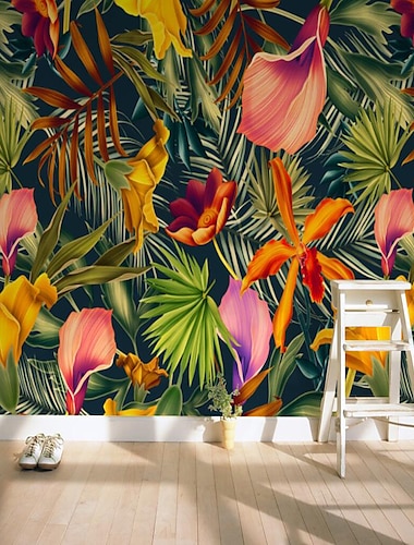  Cool fondos de pantalla mural de pared naturaleza papel pintado etiqueta de la pared que cubre la impresión tropical palma flor hoja lienzo decoración del hogar pelar y pegar extraíble