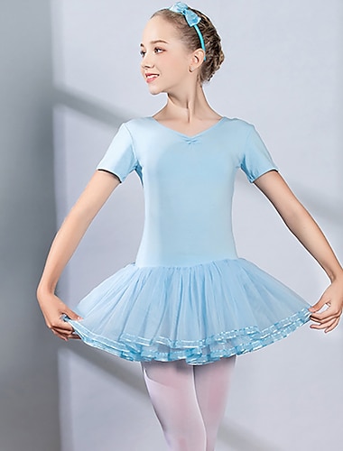  Ballett Kleid Schleife(n) Kaskaden Rüschen Horizontal gerüscht Mädchen Ausbildung Leistung Kurzarm Hoch Elasthan Tüll
