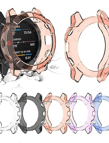  Horlogekast Compatibel met: Garmin Garmin Fenix 6 / Fenix 6 Pro / Fenix 6S / Fenix 6S Pro / Fenix 6X / Fenix 6X Pro Schokbestendige behuizing TPU Horloge Deksel