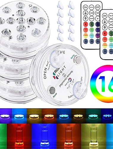  luces led sumergibles para estanques de piscinas bajo el agua 1/2/4 paquetes con control remoto rf a prueba de agua con imanes ventosas luces de fuente que cambian de color con pilas