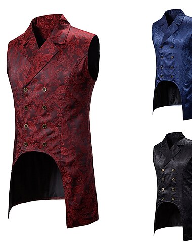  Kerstmis Vintage Modieus Jas Gemaskerd Bal Hesje Ren Faire Prins Pest dokter Edelman Jacquard Jacquard Voor heren Koninklijk Stoompunk Halloween Carnaval Maskerade Evenement / Feest Volwassenen Ves