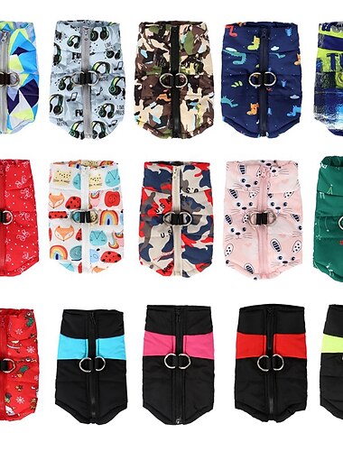  Hunder Frakker Jakke Valpeklær Fritid hverdag Oppvarminger Vinter Varm utendørs Hundeklær for Corgi Beagle Bulldog Shiba Inu Cocker Spaniel