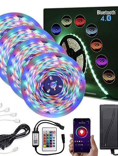  zdm 20m (4 * 5m) app intelligente controle bluetooth muziek sync flexibele led strip verlichting waterdicht 2835 rgb smd 1080 leds ir 24 key bluetooth controller met 12v adapter kit