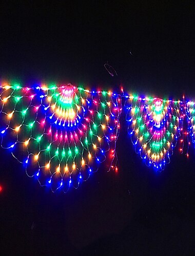  elegante bruiloftsfeest receptie 3,5 m 3 pauw gaas net led lichtsnoer - kleurrijke buiten feeën guirlande voor nieuwjaarsfeest ip65 waterdicht ac110v-230v eu/us stekker