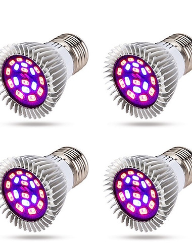  4pcs e14 led crece la luz e27 espectro completo bombilla led de la planta 18w fitolamp ac85-265v rojo azul uv ir led lámpara de crecimiento para plantas gu10