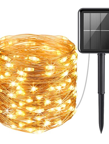 קבלת פנים אלגנטית למסיבת חתונה 20 מ' 200 led סולרית אורות סולאריים - עמיד למים, 8 מצבים, אורות פיות חיצוניים לעיצוב החגים בגינה