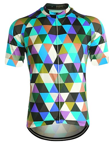  Herre Sykkeltrøyer Regnbue Rutet Mønstret Kortermet Sykkel Jersey Topper med 3 baklommer Fjellsykling Veisykling Hurtigtørkende Forside Glidelås Tilbake Lomme Svettereduserende sport Rød / Grønn