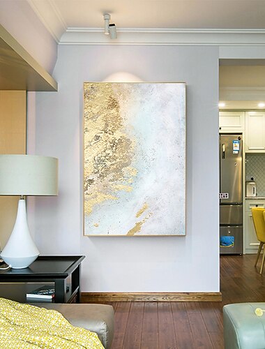  olieverfschilderij 100% handgemaakte handgeschilderde kunst aan de muur op canvas abstracte moderne gouden blauwe marmeren textuur woondecoratie decor gerold canvas geen frame niet uitgerekt