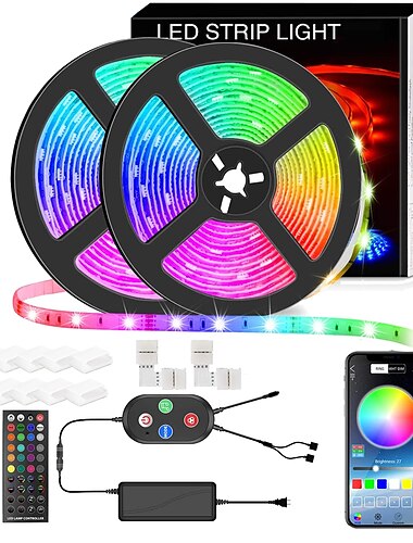  5050 led strip verlichting 10 m smart rgb led light strip muziek sync 300 leds kleur veranderende licht strips bluetooth app controle met afstandsbediening voor slaapkamer kamer tv party slaapkamer