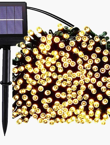  utendørs solstreng lys 22m 200led sol led streng lys utendørs streng lys 8 funksjon fairy lys utendørs vanntett hage plen gårdsplass jul dekorasjon lys ledet sol hage lys