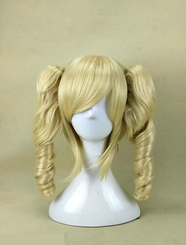  cosplay paruka cosplay paruka syntetická paruka cosplay paruka lolita kudrnatá roztomilá se 2 culíky paruka středně dlouhá světle zlatá černá oranžová syntetické vlasy 18 palcové dámské scosplay