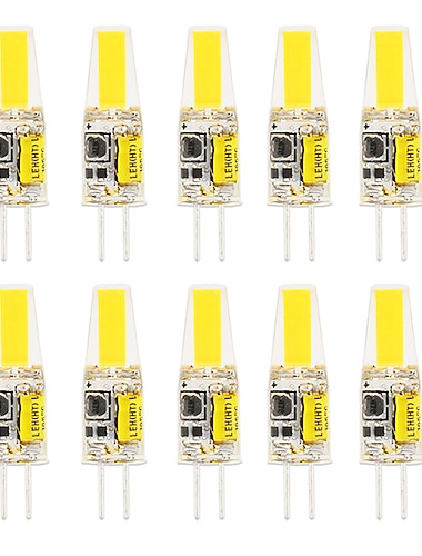  10 Stück, 6 Stück, G4, 3 W, 300 lm, Cob-LED-Bi-Pin-Glühbirne für Schrankleuchte, Deckenleuchte, Wohnmobil, Boote, Außenbeleuchtung, 30 W Halogen-Äquivalent, warmweiß, AC/DC 12 V