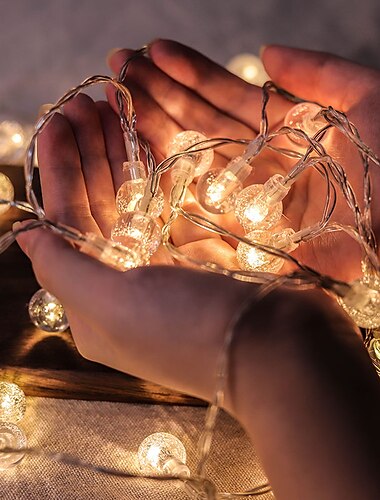  50 led kristallen bollen lichtslingers 5 m led lichtslingers buiten lichtslingers batterij aangedreven fairy licht waterdichte buiten tuin kerst bruiloft feest binnenplaats decoratie lamp zonder batte
